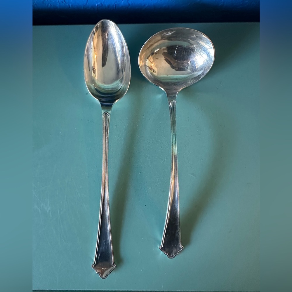 Elegant Lexington Stamped Antique  Silver Plated Spoon and Ladle Set for serving
